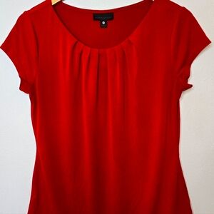 Worthington Women Top sz Petite Medium Pullover Red Wine Short Sleeve shirt  MP